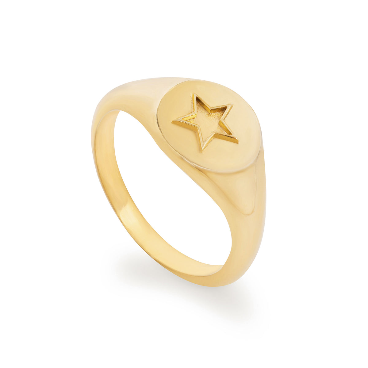 Star Me Signet Ring 18ct Gold Vermeil Tiafi Jewellery